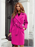 Women's Winter Coat Jaet irt Tops Street Sle Thiened Cotton Wool Blend Knot Splicing Design Ladies Outwear