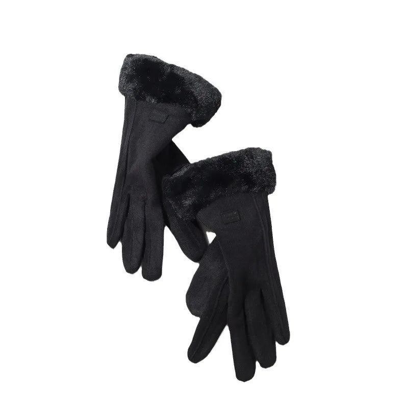Women Winter Thick Plush Gloves Fashion Warm Suede Outdoor Guantes Lady Touchscreen Driving Gloves Sports Cycling Mittens