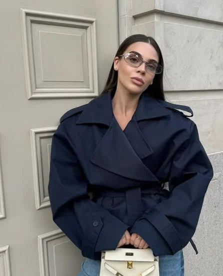 Elegant Women's Brown Wool Blend Overcoats Chic Shoulder Pads Single-breasted Long Sleeve Coats Autumn 2025 Commuter Outerwears