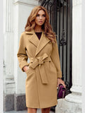Women's Winter Coat Jaet irt Tops Street Sle Thiened Cotton Wool Blend Knot Splicing Design Ladies Outwear
