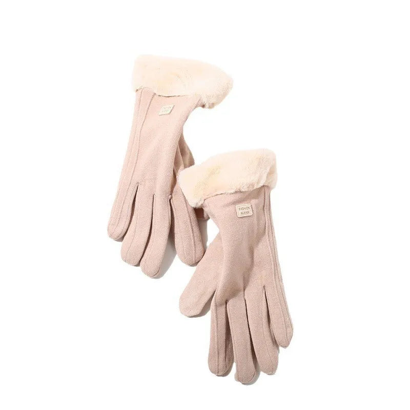 Women Winter Thick Plush Gloves Fashion Warm Suede Outdoor Guantes Lady Touchscreen Driving Gloves Sports Cycling Mittens