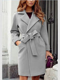 Women's Winter Coat Jaet irt Tops Street Sle Thiened Cotton Wool Blend Knot Splicing Design Ladies Outwear