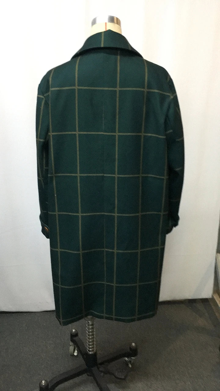 2025 Womens Wool Plaid Jacket Vintage Style Mid Length Lapel Coat Classic Double Breasted Trench Coat Autumn Winter Warm